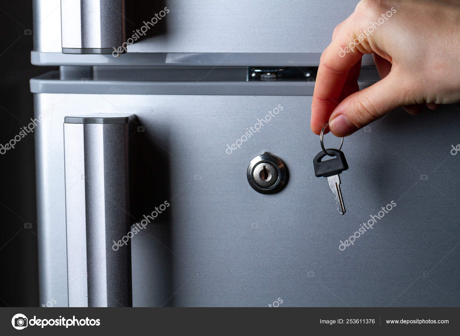 Metal Refrigerator Door Lock Food Storage Freezing Diet Stock Photo by  ©goffkein 253611376